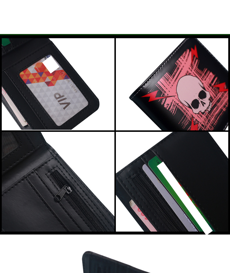 Men's Wallet Wallet Retro Demon Skull Short Small Wallet Portable Fashion Clutch Coin Purse._voghion.com