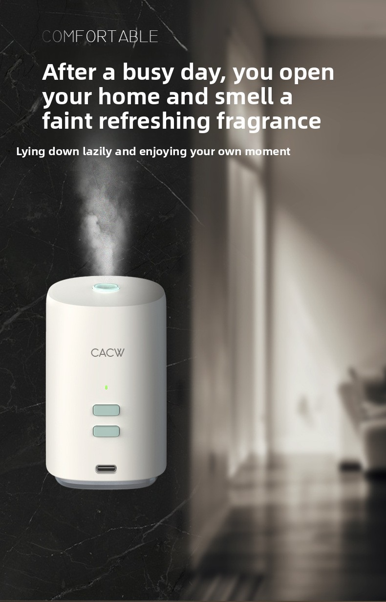 Wall-Mounted Aroma Diffuser – Battery-Powered Automatic Spray For Home | Silent Air Freshener With Adjustable Mist & 6 Premium Scents (White)_voghion.com