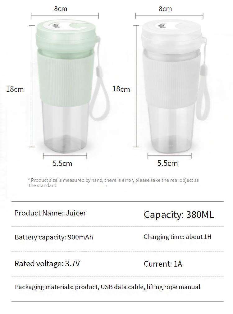Mini frullatore portatile per succhi e frullati, spremiagrumi da viaggio ricaricabile tramite USB a 4 lame, contenitore da 400 ml senza BPA, silenzioso e potente per casa, ufficio, palestra_voghion.com