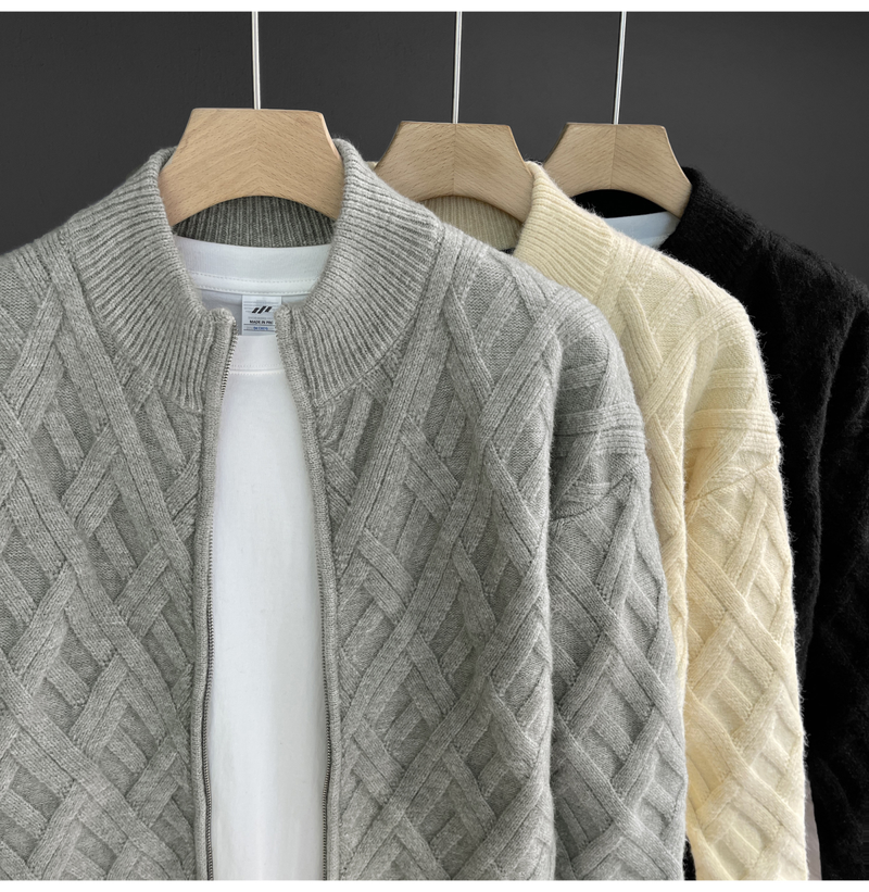 Men's Clothing Men's Solid Knit Cardigan - Classic Long-sleeve Sweater_voghion.com