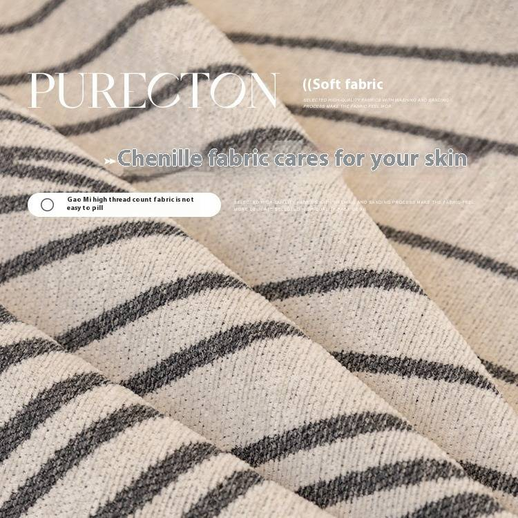 Chenille-Sofabezug mit Streifendesign – weicher, strapazierfähiger und stilvoller Schutz für Sofas, Sofagarnituren und Zweisitzer – modernes minimalistisches Wohndekor_voghion.com