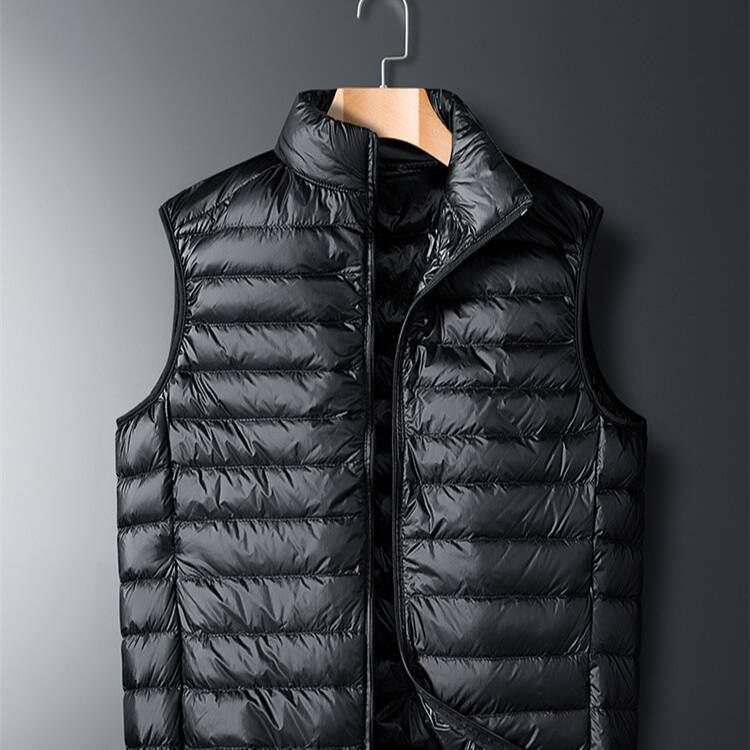 Jaqueta leve masculina de plumas - casaco esportivo slim fit com gola alta, revestimento de nylon resistente à água e enchimento de 50% de lã branca para corrida/ciclismo_voghion.com
