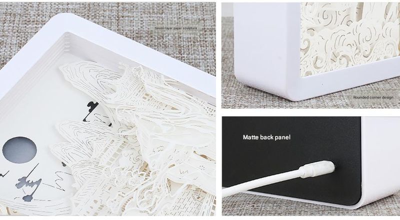 Landscape Painting Paper Sculpture Crafts DIY Ancient Style Night Light Bedside Lamp 3D Three Dimensional Light And Shadow Paper Sculpture Lamp_voghion.com