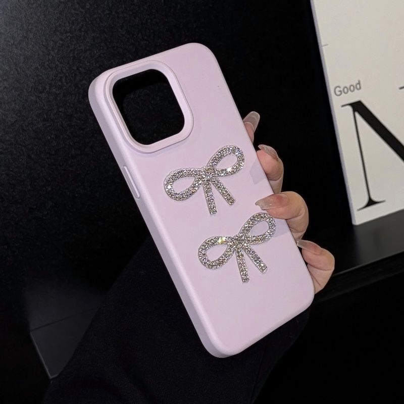 Three-dimensional Glittering Diamond Bow-shaped Macaroon IPhone 16 Promax Phone Case 15 Apple 14 Matte Finish_voghion.com