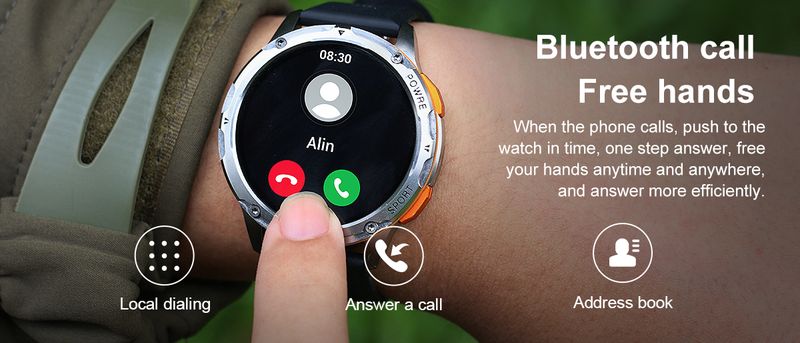 Smart Watch für Android IOS Bluetooth-Anruf 1,43 Zoll HD AMLOED-Bildschirm Herzfrequenz 400 mAh großer Akku Männer Frauen Outdoor-Sport-Smartwatches_voghion.com