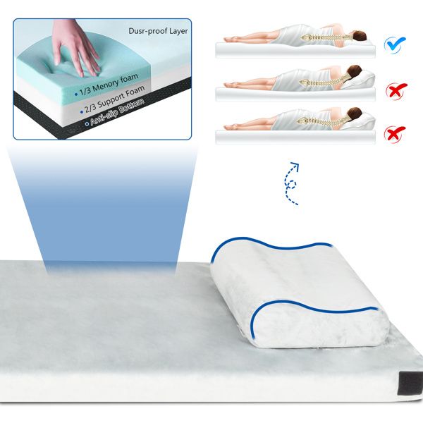 75"D x 25"W x 3"H Memory Foam Camping Mattress_voghion.com