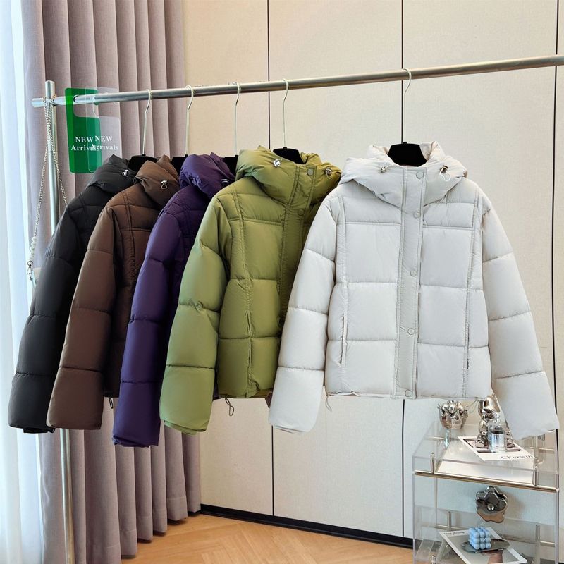 Women's Puffer Jacket Winter Oversized Hooded Short Coat Thickened Warm Polyester Cotton Coat_voghion.com
