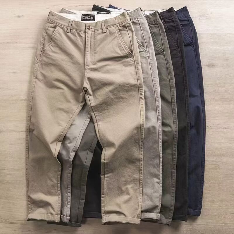 Herrenbekleidung Freizeit Arbeitsschutzhose Trend Gürtelhose Einfache Kleidung Arbeitskleidung Kleine gerade Herrenhose_voghion.com