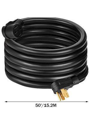 VEVOR RV Power Cord 50Ft 40 Amp RV Extension Cord AWG8 40 Amp Rv Extension Cord Truck Trailer Motorhome Camper RV Cord Grip Handles Camper Trailer Power Supply Cable_voghion.com