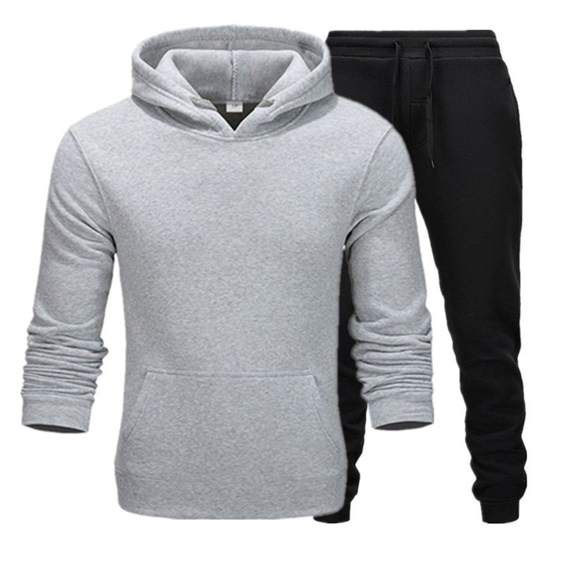 Pullover-Set aus grenzüberschreitendem Stoff in Übergröße, für Männer und Frauen gleich, einfarbiges Hip-Hop-Set aus lockerem Samt für Paare._voghion.com
