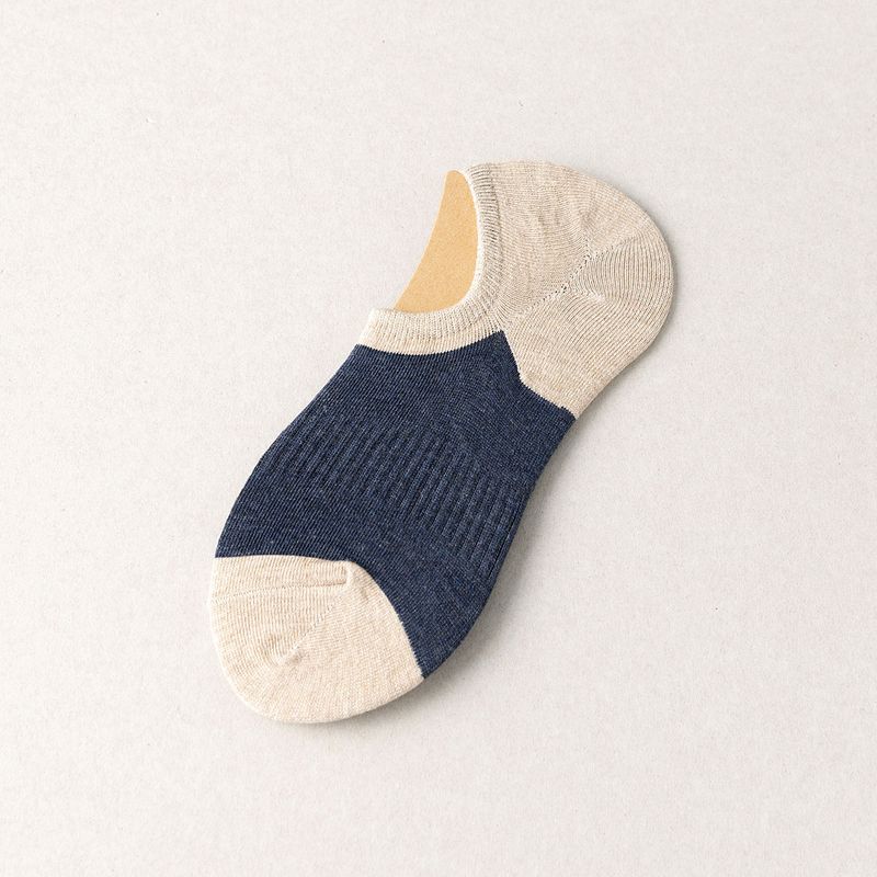 2025e 【Taglia 40-46】Calzini da uomo estivi color block invisibili antiscivolo assorbenti del sudore traspiranti di grandi dimensioni_voghion.com