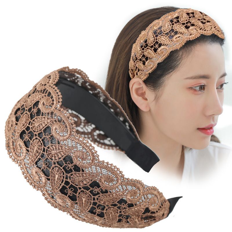 Fascia larga in pizzo con dentini, antiscivolo, elegante clip, fascia semplice, accessorio per il lavaggio del viso di una mamma famosa di Internet,_voghion.com