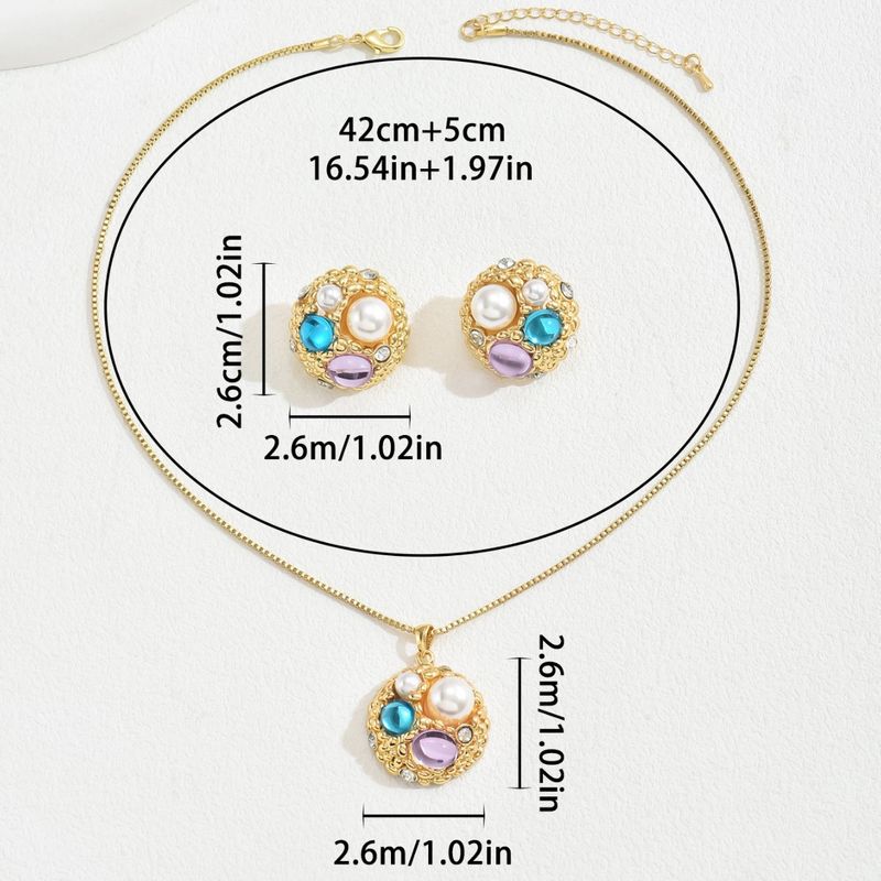 Korean Minimalist Jewelry Set - Geometric Earrings & Necklace With Gemstone Accents, Dainty Irregular Design For Women_voghion.com