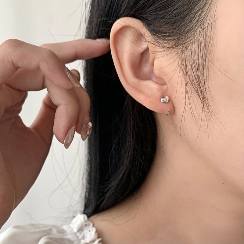 Pendientes de plata pura S999 con ganchos para las orejas, piercing para la nariz en forma de C, diseño de nicho para mujer, anillos para labios de alta gama._voghion.com