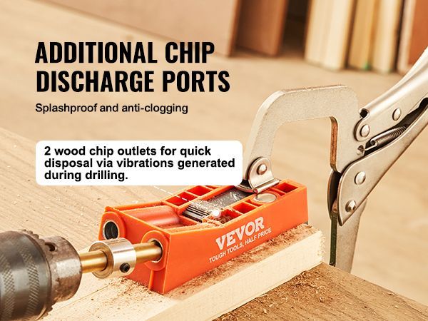 VEVOR Pocket Hole Jig, 56 Pcs Mini Jig Pocket Hole System With 9" C-clamp, Step Drill, Wrench, Square Drive Bit, Drill Stop Ring, And Screws, For DIY Carpentry Projects_voghion.com
