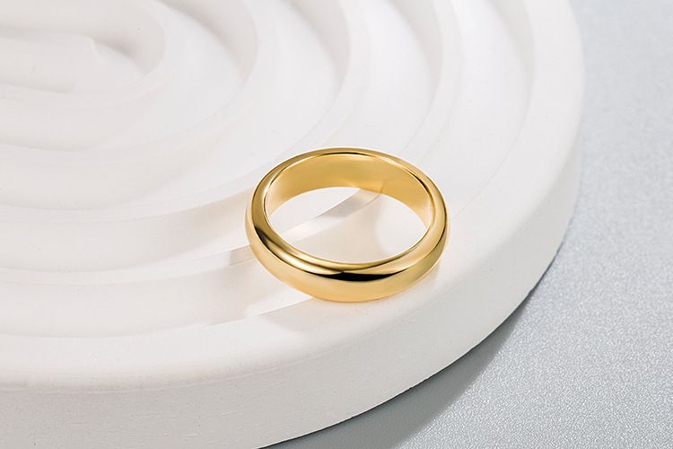 Ring gold simple smooth ring couple ring texture material color retention long lasting ring_voghion.com