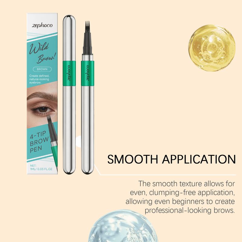 Zephoco Brown 3D Four-Prong Pencil Daily Modification Filling Eyebrow Shape Contour Natural Smooth Hair Flow_voghion.com