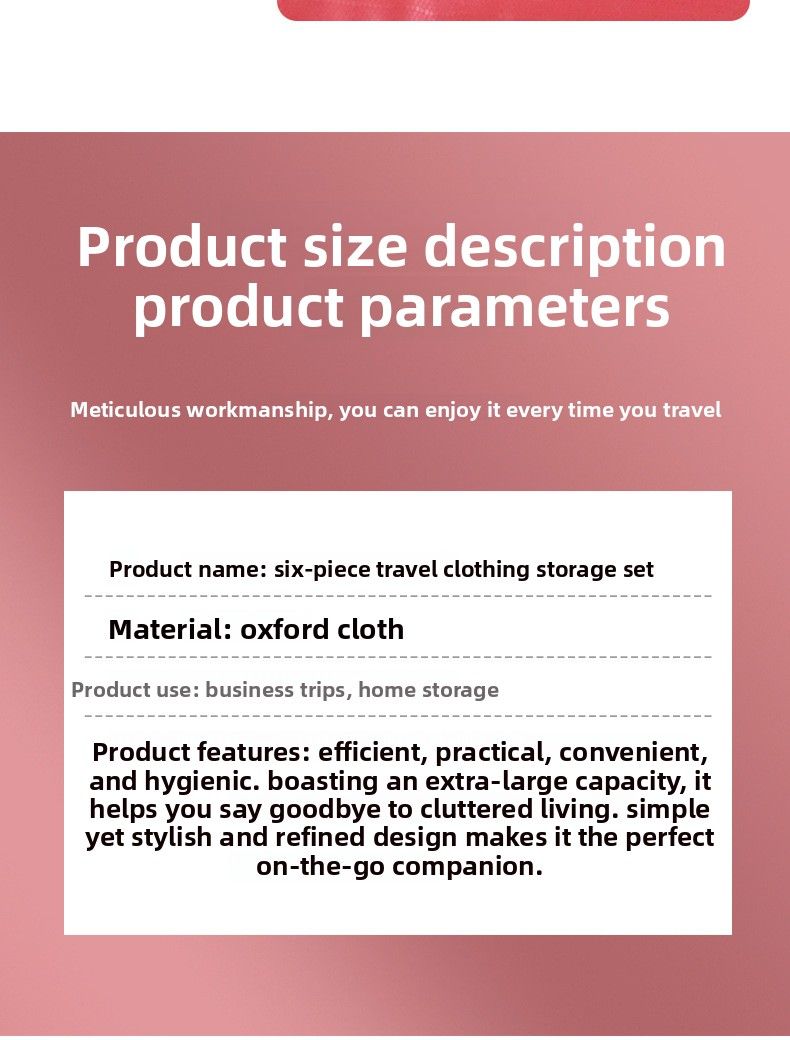 Sechsteilige Reiseaufbewahrungstasche, Unterverpackungstasche für Kleidung, Koffersortierung, Aufbewahrungstasche für Kleidung, Set-Tasche._voghion.com