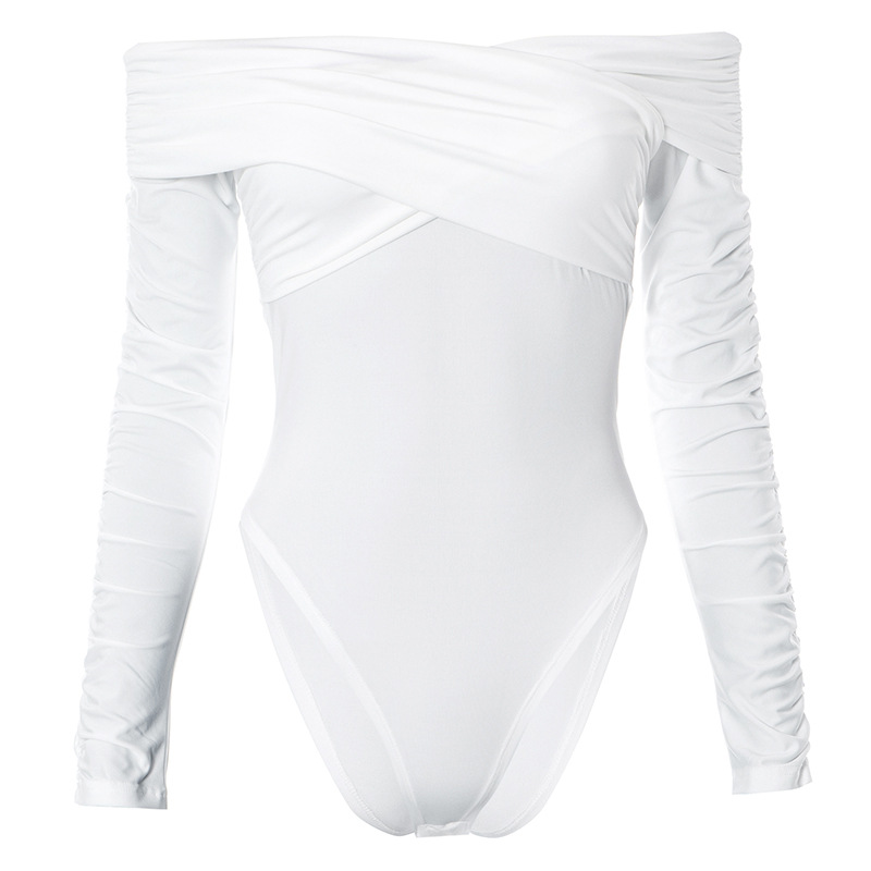 2023 New Fashion And Sexy Off Shoulder Long Sleeved T-shirt Crossover Jumpsuit_voghion.com