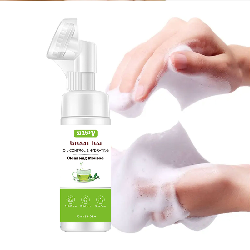 Tea BUPY Green Cleansing Mousse Mild foam Wash and Unload Two in One Amino Acid Facial Cleanser New Product              Amo_voghion.com