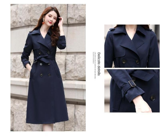 Women's Trench Coat Long Silky Drape Coat Long Over The Knee Coat_voghion.com