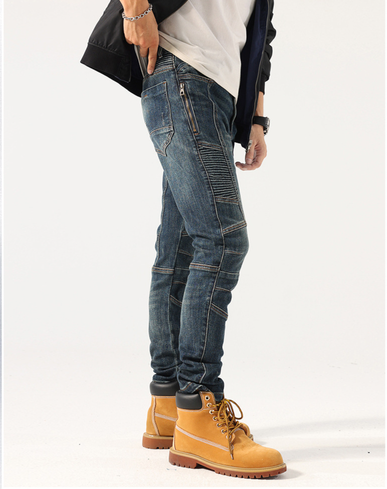 Jeans i jeans med flera fickor i jeans för män_voghion.com