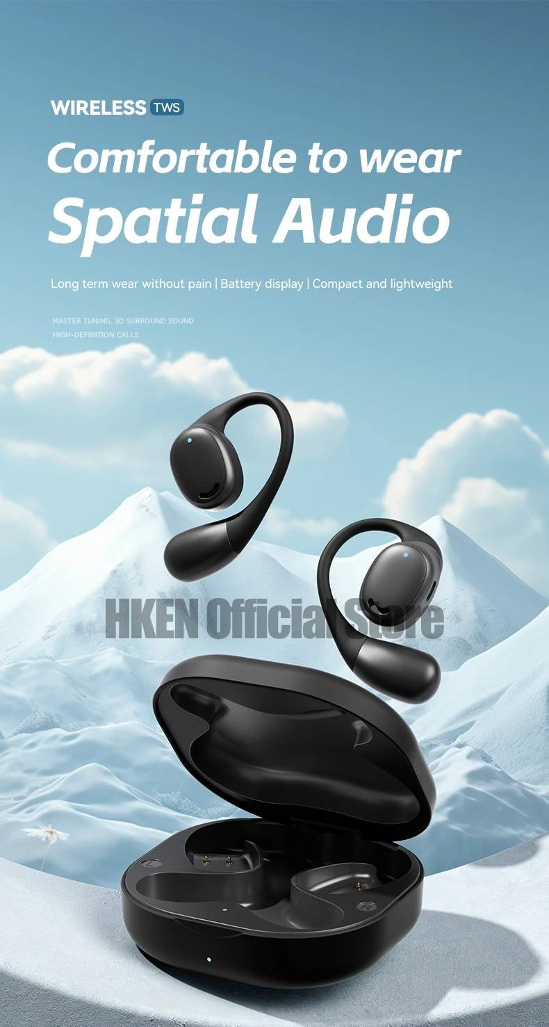 Ear Hook Sports Bluetooth Headphones, Wireless Earphones With Microphone, Secure Fit For Running Gym, IPX5 Sweatproof_voghion.com