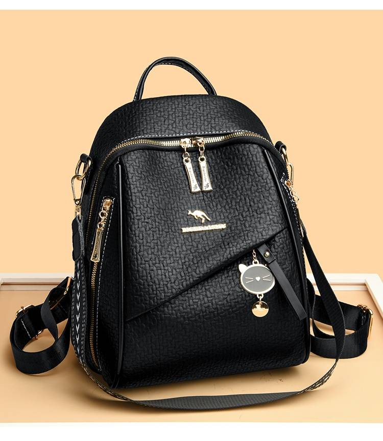 Zaino da donna Kangaroo 2024 Nuovo zaino versatile casual alla moda in morbida pelle, borsa da viaggio di grande capacità_voghion.com
