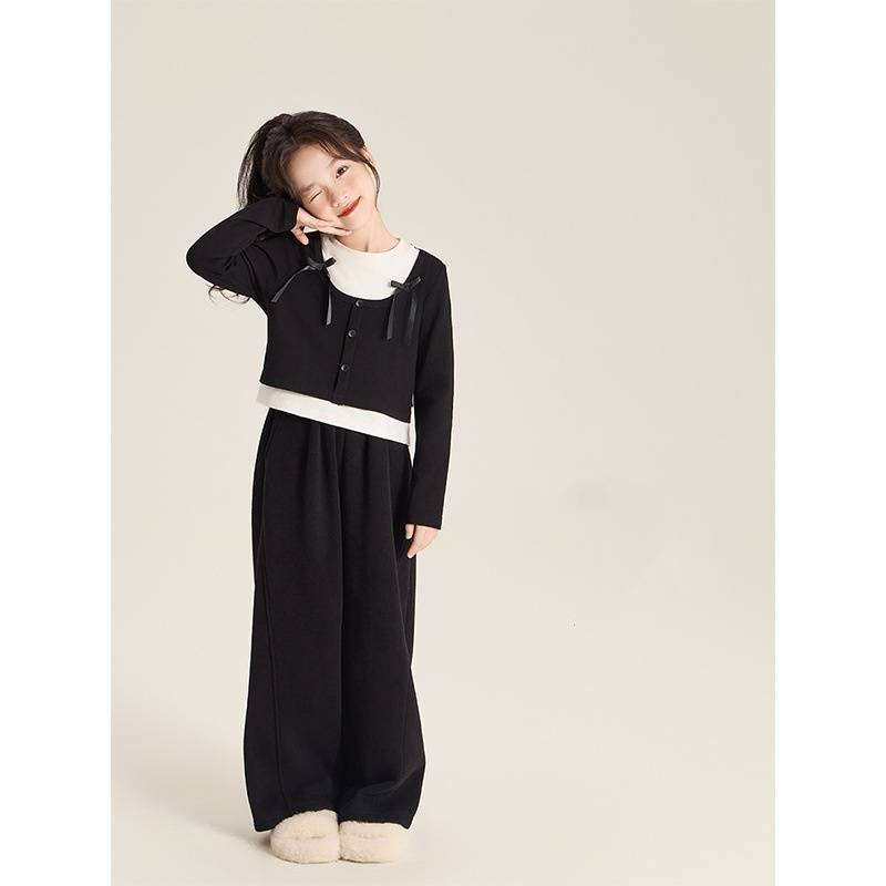 Pantaloni a gamba larga per bambini, casual, versatili, mini, spessi, per genitori e bambini_voghion.com