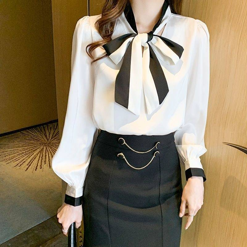 Dameskleding Stuur Strik Professioneel Shirt Dames Lange Mouw Vroege Herfst Nieuw Topontwerp Niche Lente En Herfst Chiffon Shirt_voghion.com