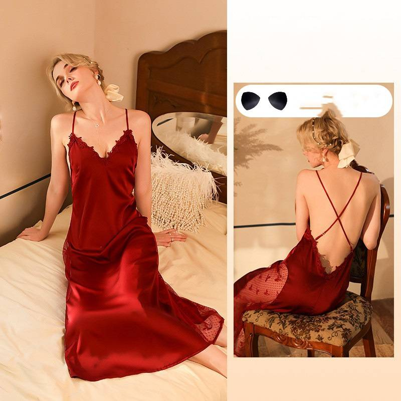 Damen Nachtwäsche Sexy Nachthemd Plus Lange Bademantel Pyjamas Weibliche Langarm Damen Satin Home Kleidung Dünne Generation_voghion.com