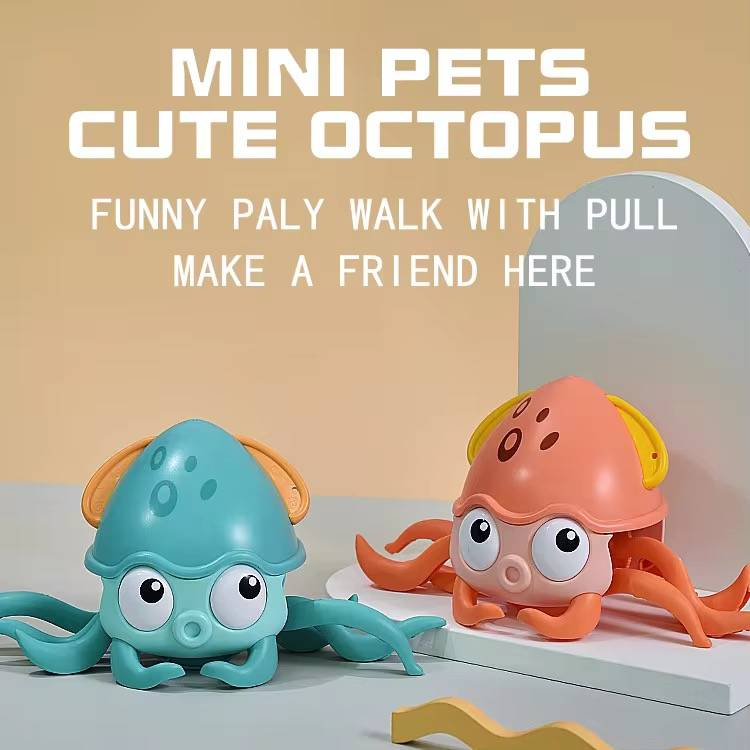 Sensor-Activated Escaping Octopus Electric Crawling Pet Toy With Singing & Obstacle Avoidance_voghion.com