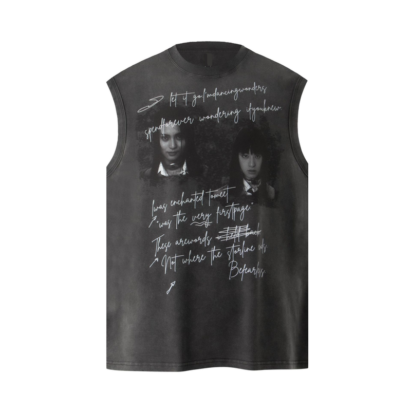 Herrenbekleidung Retro-Trend Männer und Frauen Sommer Street Style Charakter Thema Design Herren ärmelloses T-Shirt Weste_voghion.com