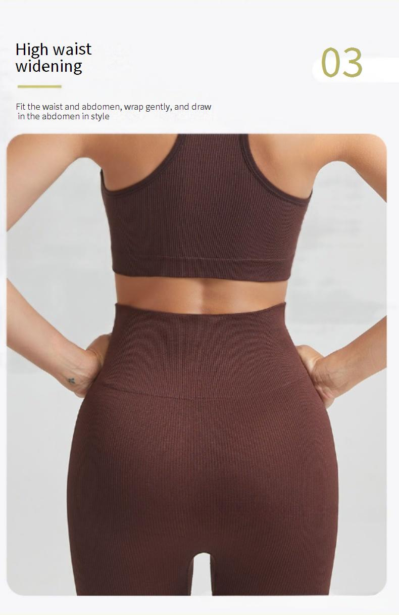 High-Waisted Yoga Pants With Sports Bra Set - Butt Lifting, Quick-Dry, Seamless Workout Outfit For Women (Black/Grey/Blue/Brown/Beige/Red)_voghion.com