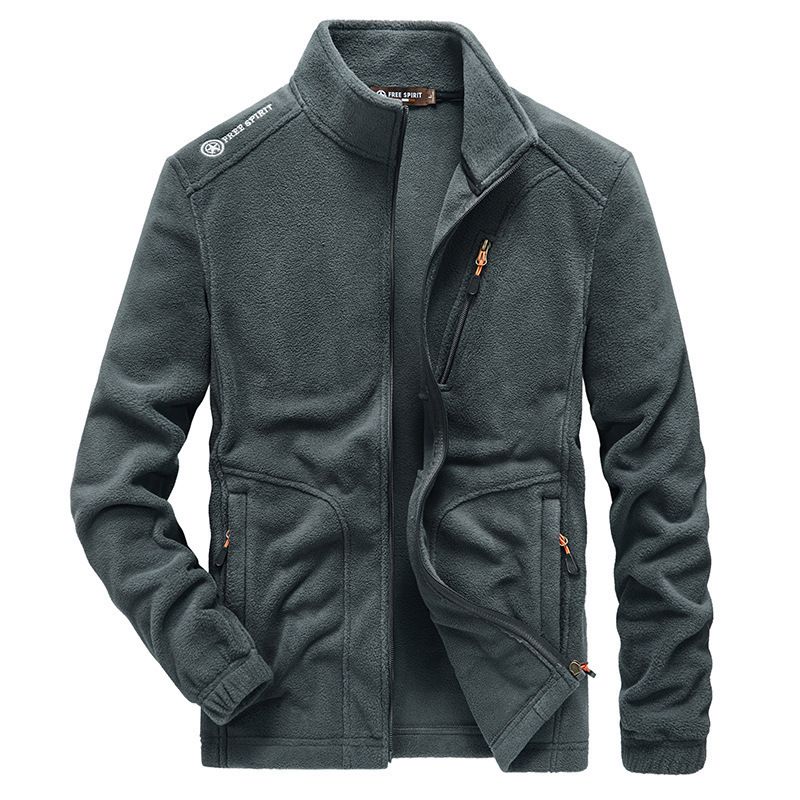 Herren-Fleecejacke, Winter, warm, dick gefüttert, Softshell-Mantel mit Stehkragen für Outdoor-Freizeitkleidung (Schwarz, Dunkelgrau, Olivgrün, Marineblau)_voghion.com