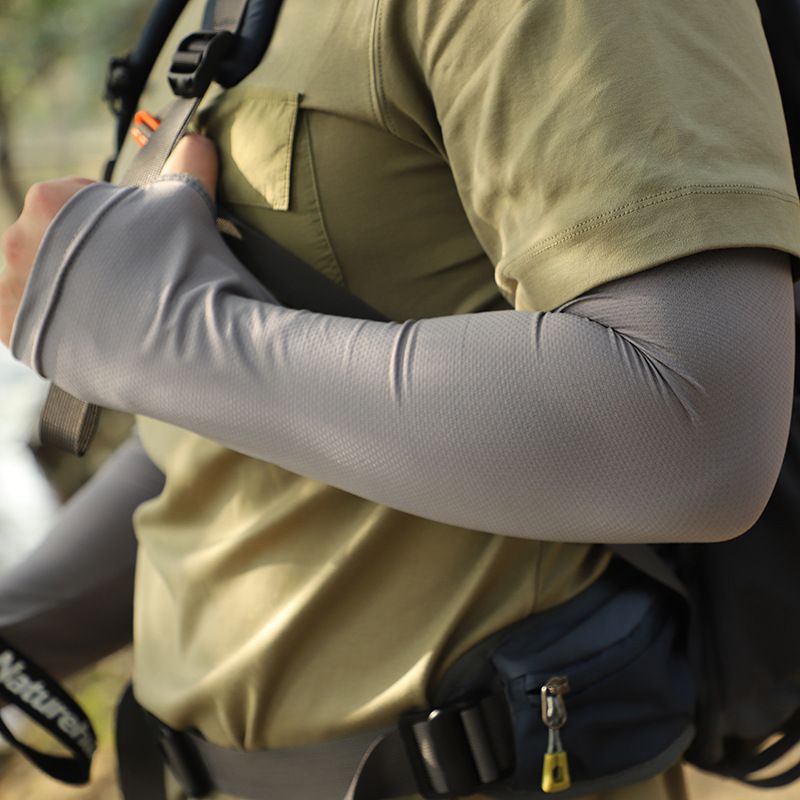 Men's Solid Color Sun Protection Set - UPF 50+ Cooling Face Mask With Neck Cover & Long Arm Sleeves_voghion.com