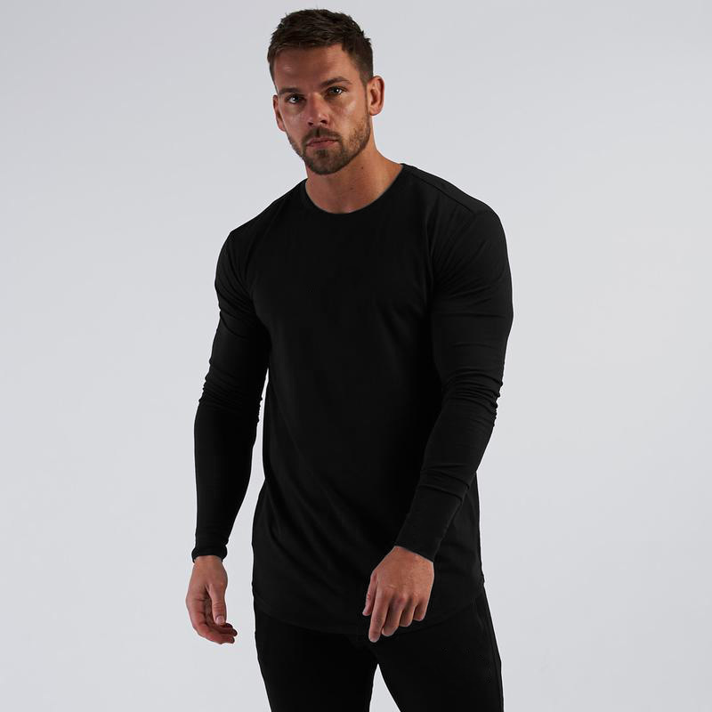 Camicia base tendenza da uomo a maniche lunghe sportiva slim in puro cotone traspirante con fondo tondo_voghion.com