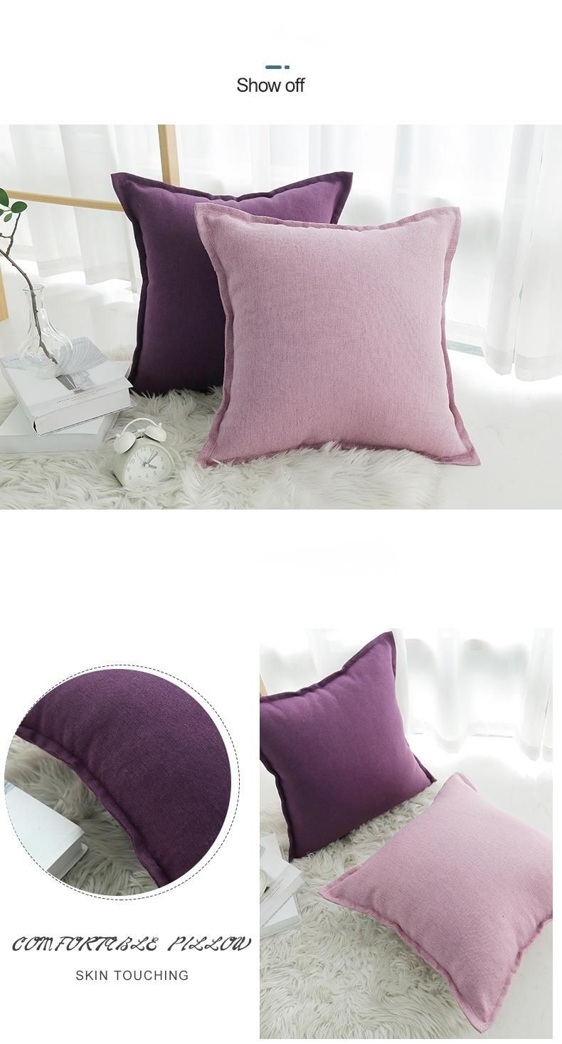 Premium Selection Kissenbezug mit Leinenkante ohne Einsatz für Wohnzimmer, Sofa, Bettwäsche, einfarbig_voghion.com