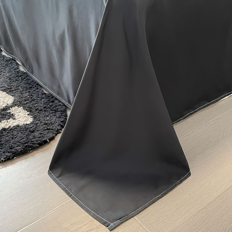 INS Ice Silk Four-Piece Bowknot Towel Embroidered Duvet Cover Female Student Dormitory Bed Sheet Three-Piece Bedding Set_voghion.com
