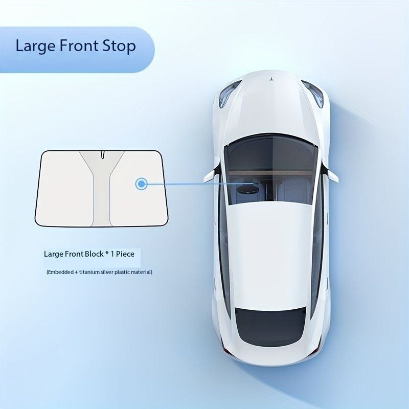 Thickened Titanium Silver Front And Rear Windshield Heat Insulation Sunshade Curtain Summer Sun Blocker_voghion.com