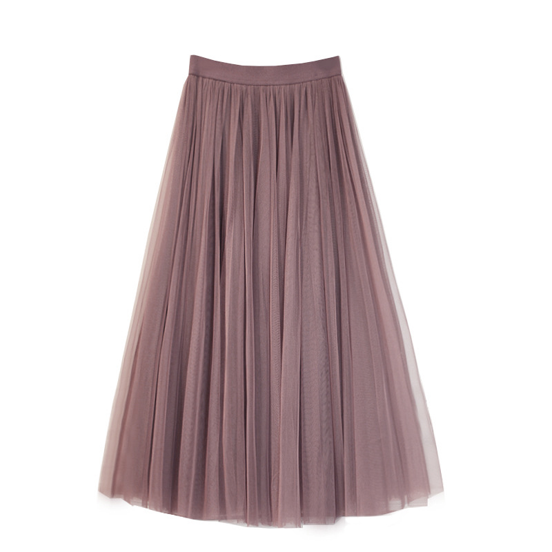 K Middellange A-lijn geplooide tule rok met hoge taille voor een slanke en veelzijdige look_voghion.com