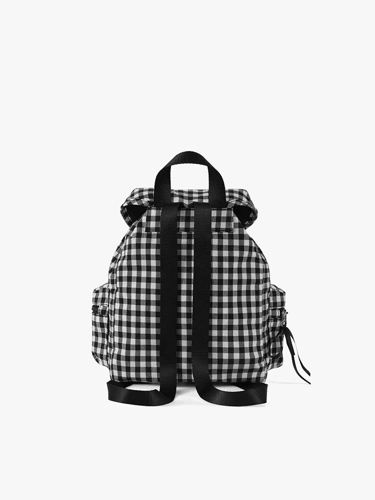 Checkered Women's Large Capacity Bow Backpack Multifunctional Casual Nylon School Bag 2025 New_voghion.com