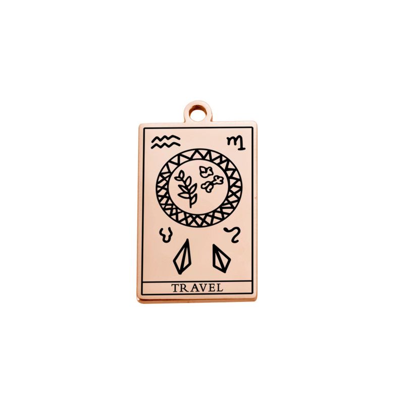 Der Talisman symbolisiert das Schenken, modischer und vielseitiger Tarotkarte 27 Stil Roségold Titan Stahl Anhänger_voghion.com