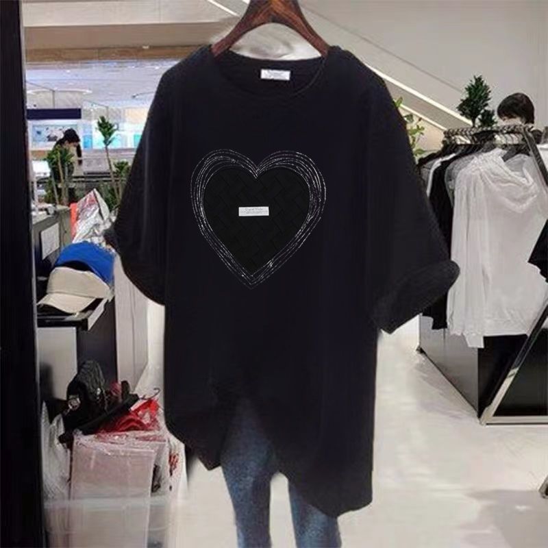 Ženska oblačila Poletje Plus Size Ženska oblačila Srednje in dolge ozke nove 300 Catties Topi Debela dekleta Modna majica s kratkimi rokavi, ki pokriva meso_voghion.com