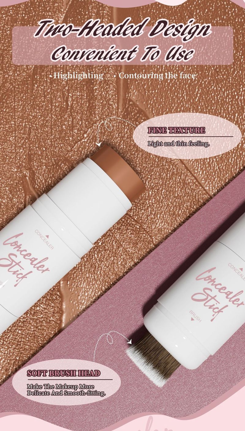 "3PCS"New Product: Double-head Contouring Stick, Three-dimensional High-gloss Facial Blush Makeup Stick_voghion.com