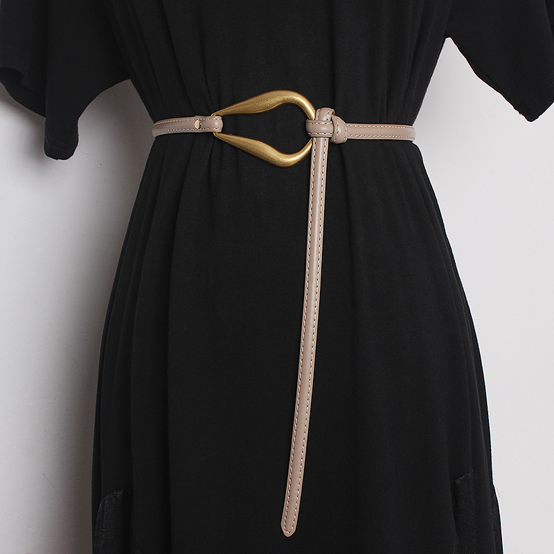 Ceinture fine en cuir véritable pour femmes, nouvelle boucle en fer à cheval, costume décoratif coréen polyvalent, manteau, robe pull, à la mode et simple, nouvelle collection_voghion.com