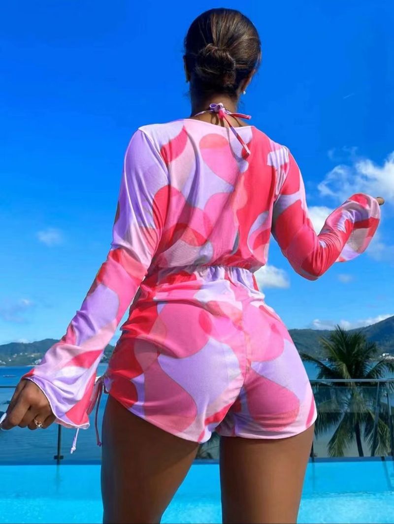 Women's new swimsuit one-piece long-sleeved mesh cover-up bikini three-piece swimsuit for women bikini_voghion.com