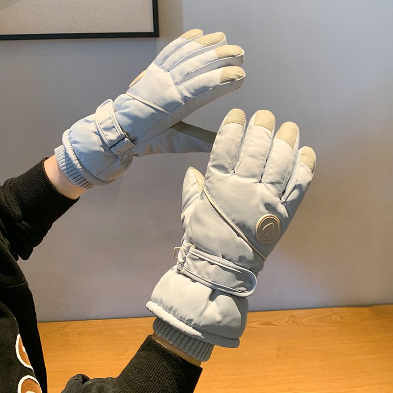 Winterskihandschoenen voor dames, warm met fleecevoering, verdikt, antislip, touchscreen, winddicht en koudbestendig, katoenen handschoenen_voghion.com
