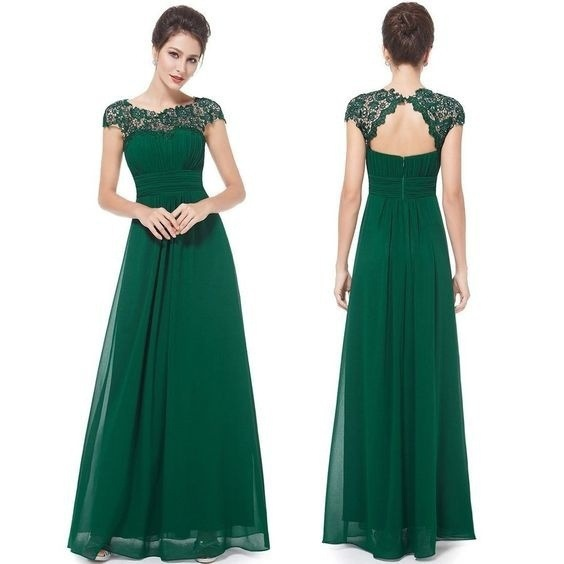 Elegantes Abendkleid aus Chiffon und Spitze für Damen – A-Linien-Ballkleid für Brautjungfern mit fließendem Rock und Blumenstickerei_voghion.com