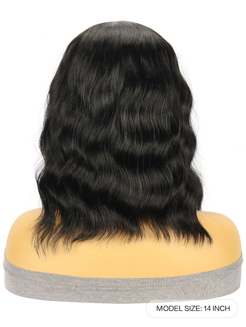 Synthetic Hair Wigs Women's Wigs V PART Black Middle Parted Short Curly Hair Water Ripples Synthetic Head Wigs_voghion.com